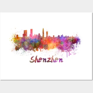 Shenzhen skyline in watercolor Posters and Art